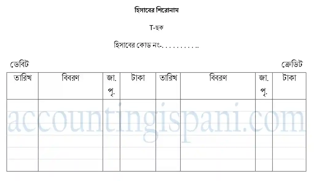 T ছক নমুনা খতিয়ান হিসাববিজ্ঞান
