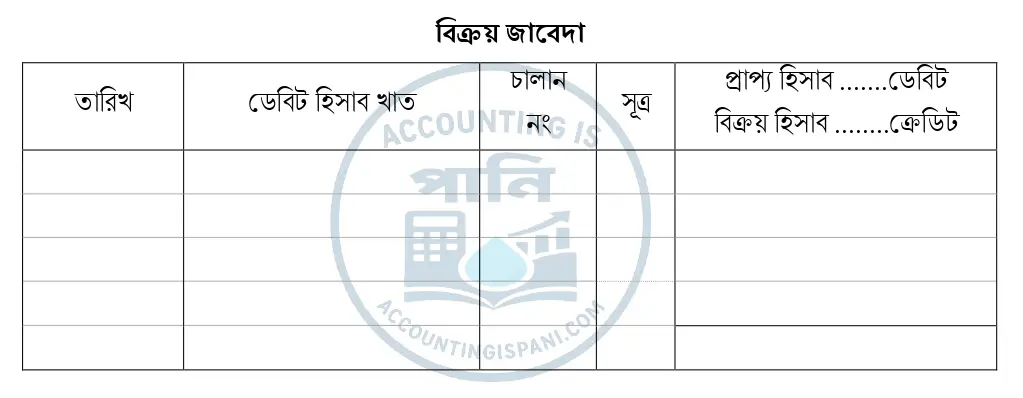 বিক্রয় জাবেদার ছক